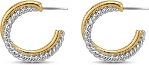 Stunning Two Tone Hoop Earrings - Elegant Mixed Metal Jewelry. Unique Twisted Cable Dangles Featuring, Chunky Retro Accessories in Saudi Arabia
