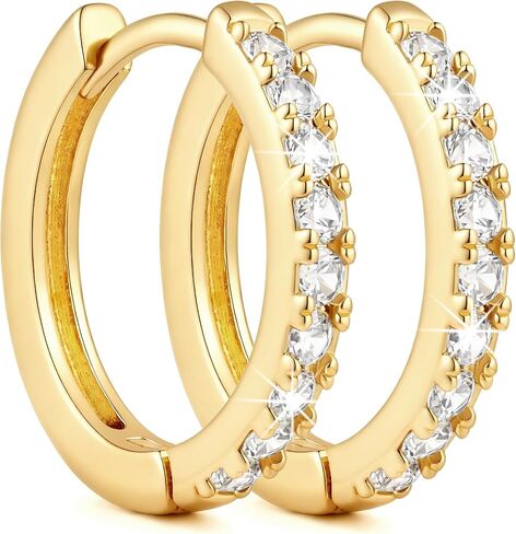 Gold Hoop Earrings for Women 14K Gold Earrings for Women 14K Gold Hoop Earring for Womens Hoops Irresistible Vintage-Inspired Radiance with Cubic Zirconia Hoops Earring for Womens 12/14/16/20/25/30mm in Saudi Arabia