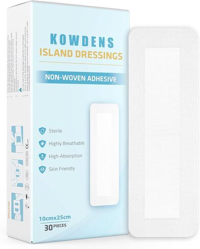 Water-Resistant Island Dressing, Non-Stick Pads Adhesive Border, Individually Packed Bandages for Wounds, Sterile Highly Absorbent Wound Care & Dressings, Latex-Free First-Aid (Pack of 60) in Kuwait