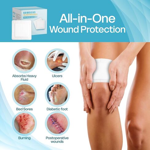 Water-Resistant Island Dressing, Non-Stick Pads Adhesive Border, Individually Packed Bandages for Wounds, Sterile Highly Absorbent Wound Care & Dressings, Latex-Free First-Aid (Pack of 60) in Kuwait