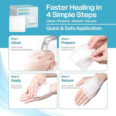 Water-Resistant Island Dressing, Non-Stick Pads Adhesive Border, Individually Packed Bandages for Wounds, Sterile Highly Absorbent Wound Care & Dressings, Latex-Free First-Aid (Pack of 60) in Kuwait