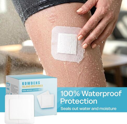 Water-Resistant Island Dressing, Non-Stick Pads Adhesive Border, Individually Packed Bandages for Wounds, Sterile Highly Absorbent Wound Care & Dressings, Latex-Free First-Aid (Pack of 60) in Kuwait