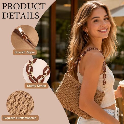 Boho Handwoven Straw Bags for Women Casual Straw Crossbody Bags for Women Adjustable Strap Summer Crossbody Bags for Women Lightweight Woven Shoulder Purse for Beach Vacation Travel Daily Outing in Saudi Arabia