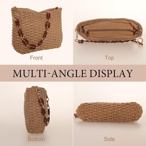 Boho Handwoven Straw Bags for Women Casual Straw Crossbody Bags for Women Adjustable Strap Summer Crossbody Bags for Women Lightweight Woven Shoulder Purse for Beach Vacation Travel Daily Outing in Saudi Arabia
