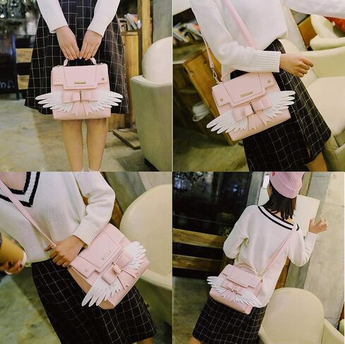 JHVYF Women's Cute Wings Bow Top Handle Cross Body Shoulder Bags Girls Kawaii Handbag Pink in Saudi Arabia