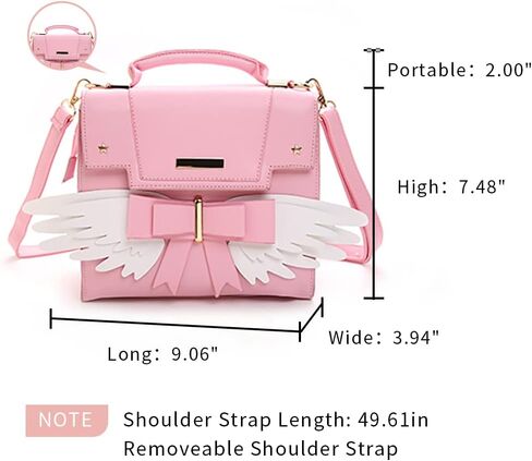 JHVYF Women's Cute Wings Bow Top Handle Cross Body Shoulder Bags Girls Kawaii Handbag Pink in Saudi Arabia