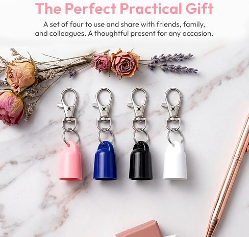4-Pack Lip Balm Keychain for 0.35 oz Slant-Tip Tubes, Compatible with for Aquaphor Lip Repair, Lip Balm Holder Keychain Fits Badge Reel, Purse & Backpack, Screw-On Lip Balm Holder, Balm Not Included in Kuwait