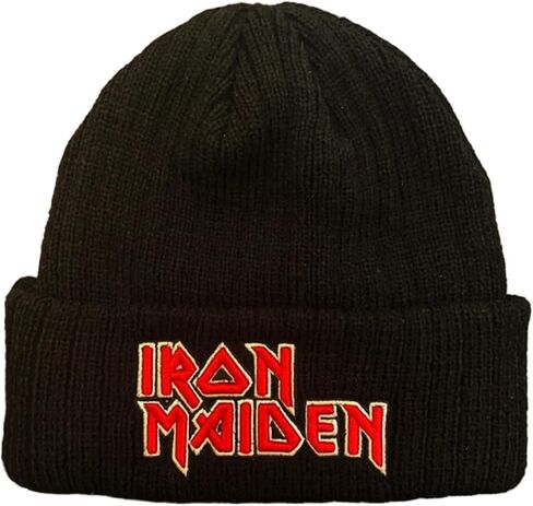 قبعة صغيرة مضلعة ومطرزة بشعار Iron Maiden باللون الأسود | بضائع مرخصة رسميًا in Kuwait