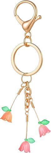 Trailing Tulip Bag Charm – Cute Flower Purse Charm for Women, Hanging Flower Keychain Accessory with Beaded Chain, Lovely Gift for Mom, Wife, Sister, Her in Saudi Arabia