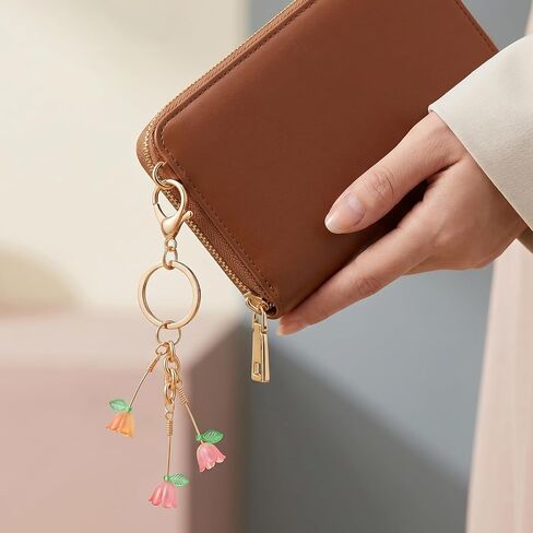 Trailing Tulip Bag Charm – Cute Flower Purse Charm for Women, Hanging Flower Keychain Accessory with Beaded Chain, Lovely Gift for Mom, Wife, Sister, Her in Saudi Arabia