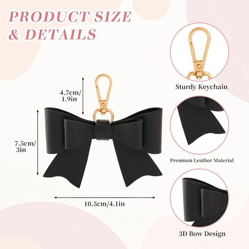 Leather Bag Charms for Handbags - Cute Bow Bag Charm, 3D Pink Coquette Purse Keychain, Coquette Key Chain Gift in Saudi Arabia