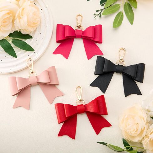 Leather Bag Charms for Handbags - Cute Bow Bag Charm, 3D Pink Coquette Purse Keychain, Coquette Key Chain Gift in Saudi Arabia