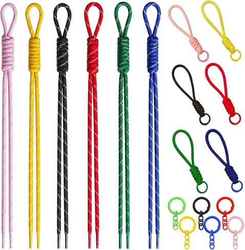 18 Pcs Paracord Keychain Set, Braided Lanyard Wristlet Keychains for Car Keys, Colorful Carabiner Clip Bag Charms Backpack Accessories in Saudi Arabia