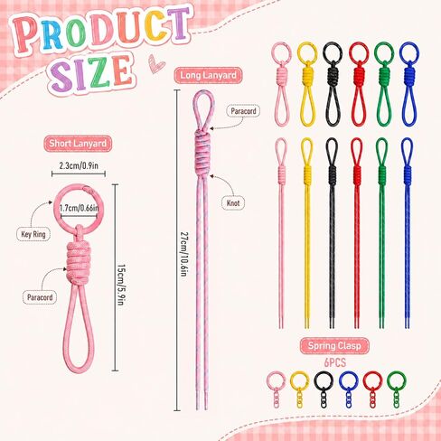 18 Pcs Paracord Keychain Set, Braided Lanyard Wristlet Keychains for Car Keys, Colorful Carabiner Clip Bag Charms Backpack Accessories in Saudi Arabia