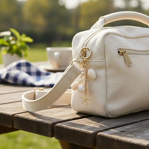 Seashell Keychain Beach Bag Charms for Handbags, Cute Gold Starfish Purse Pearl Charms for Women,Trendy Beachy Keychain Summer Jewelry Gift in Saudi Arabia