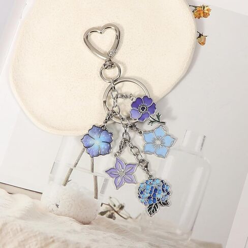 Flower Party Keychain for Women, Flower Bag Charms Enamel Keyring for Handbag Backpack (2) in Saudi Arabia