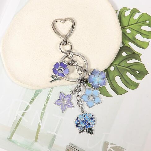 Flower Party Keychain for Women, Flower Bag Charms Enamel Keyring for Handbag Backpack (2) in Saudi Arabia