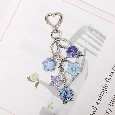 Flower Party Keychain for Women, Flower Bag Charms Enamel Keyring for Handbag Backpack (2) in Saudi Arabia