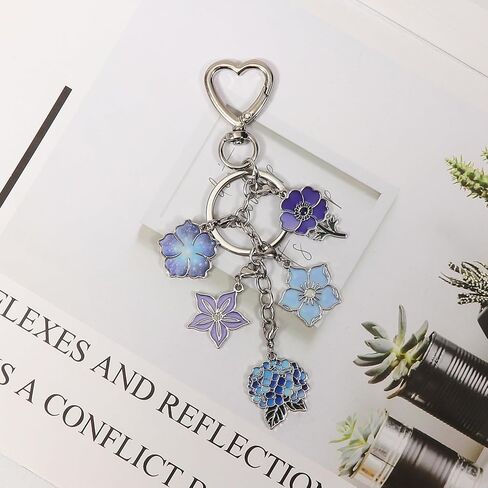 Flower Party Keychain for Women, Flower Bag Charms Enamel Keyring for Handbag Backpack (2) in Saudi Arabia