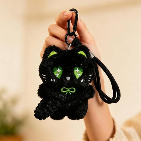 2Pcs Cute Black Cat Plush Keychain, Kawaii Soft Plush Bag Charms, Funny Keychain Backpack Purse Pendant, Cute Animal Stuff Charm Gifts for Women in Saudi Arabia