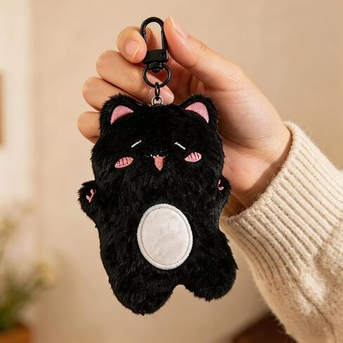 2Pcs Cute Black Cat Plush Keychain, Kawaii Soft Plush Bag Charms, Funny Keychain Backpack Purse Pendant, Cute Animal Stuff Charm Gifts for Women in Saudi Arabia