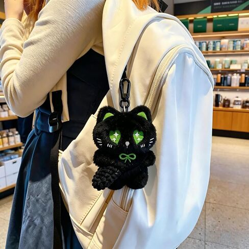 2Pcs Cute Black Cat Plush Keychain, Kawaii Soft Plush Bag Charms, Funny Keychain Backpack Purse Pendant, Cute Animal Stuff Charm Gifts for Women in Saudi Arabia