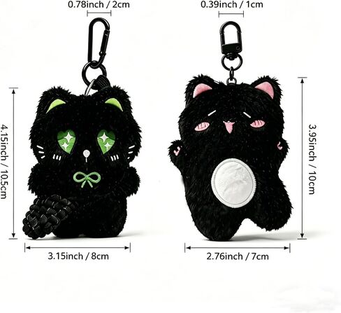 2Pcs Cute Black Cat Plush Keychain, Kawaii Soft Plush Bag Charms, Funny Keychain Backpack Purse Pendant, Cute Animal Stuff Charm Gifts for Women in Saudi Arabia