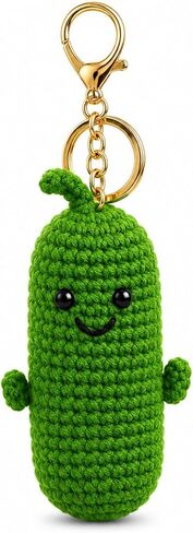 Crochet Pickle Keychain Cute Plush Pickle Bag Charm for Backpack Purse in Saudi Arabia