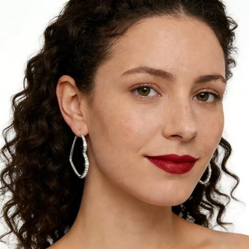 Heart Hoops Earrings, White Gold Plated Cubic Zirconia CZ Rhinestone Silver Hoops Earring for Women in Saudi Arabia