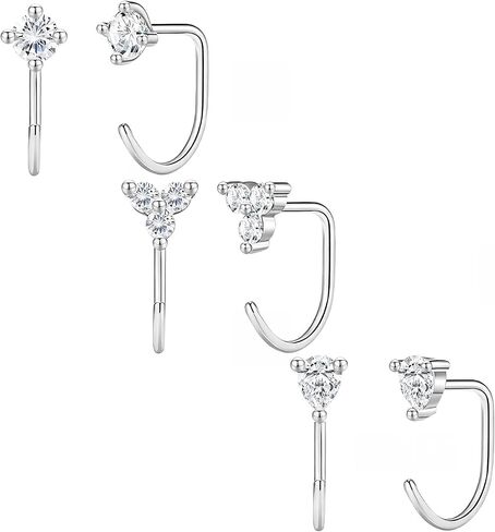 NEWITIN 3 Pairs Half Hoop Earrings for Women Gold Stay Close Hoop Earrings Backless Earring Cartilage Helix Open Huggie Hoops Lightweight Mutiple Piercing Jewelry for Women in Saudi Arabia