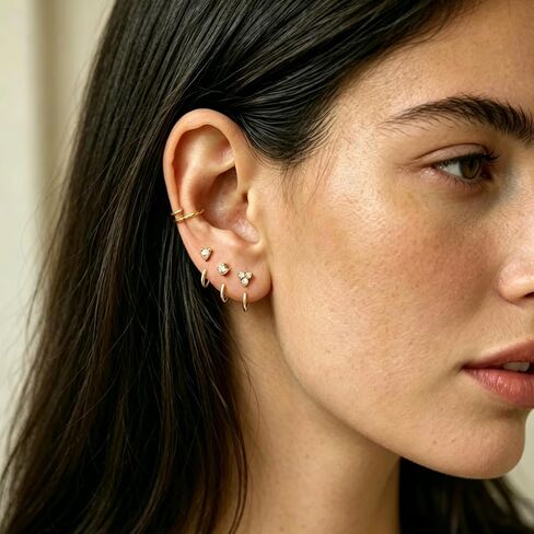 NEWITIN 3 Pairs Half Hoop Earrings for Women Gold Stay Close Hoop Earrings Backless Earring Cartilage Helix Open Huggie Hoops Lightweight Mutiple Piercing Jewelry for Women in Saudi Arabia
