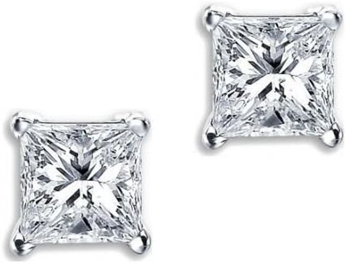 4MM Clear Square Princess Cut CZ 925 Sterling Silver 0.5 tcw Basket Setting Cubic Zirconia Nickel Free Stud Earrings in Kuwait