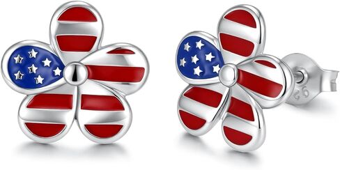 925 Sterling Silver American Flag Stud Earrings for Women Patriotic USA Independence Day Earrings Hypoallergenic July 4th Jewelry Gift in Saudi Arabia