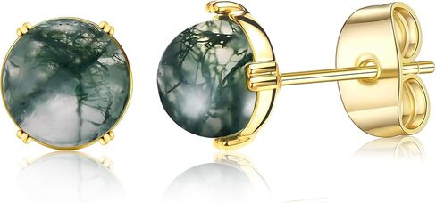 Agate Earrings for Women 14K Gold Plated Hypoallergenic Stud Hoops Small Dangle Earrings for Multiple Piercing Dainty Stackable Earrings Set for Jewelry Gift in Saudi Arabia