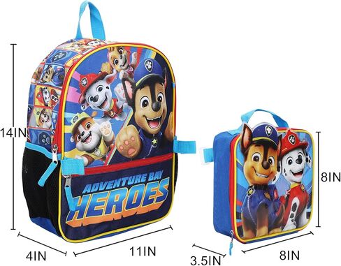 حقيبة ظهر BIOWORLD Boys Paw Patrol مقاس 16 بوصة مكونة من خمس قطع مع مجموعة غداء، وحقيبة أدوات، وسلسلة مفاتيح مصبوبة، وحلقة تسلق (طفل صغير/طفل كبير) أحمر مقاس واحد in Kuwait