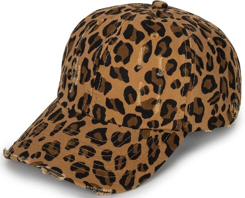 Baseball Cap for Women-Men-Adjustable Leopard Print Cotton Strapback Hats Unisex Trucker Dad Hat-Sun Hat in Kuwait