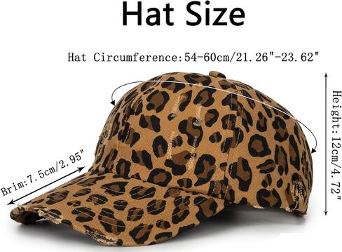 Baseball Cap for Women-Men-Adjustable Leopard Print Cotton Strapback Hats Unisex Trucker Dad Hat-Sun Hat in Kuwait