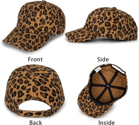 Baseball Cap for Women-Men-Adjustable Leopard Print Cotton Strapback Hats Unisex Trucker Dad Hat-Sun Hat in Kuwait