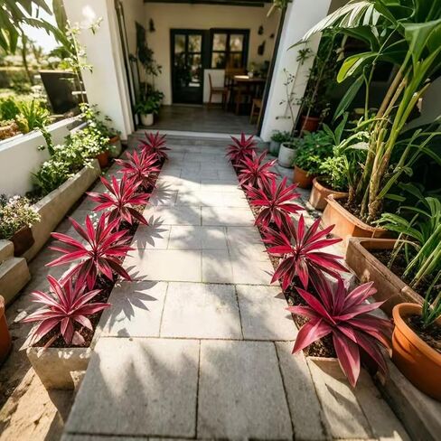 UV Resistant Artificial Tropical Plants, Fake Ti Leaf Cordyline, Faux Greenery for Outdoor Patio Garden Decor in Saudi Arabia