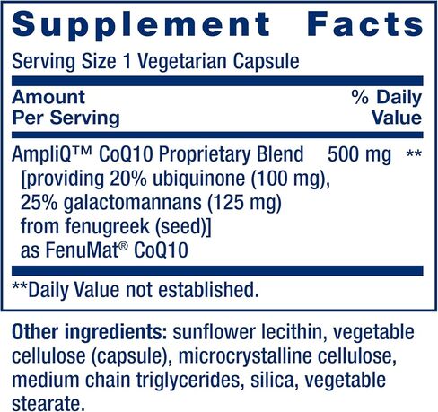 Life Extension AmpliQ CoQ10, Heart Health, Kidney and Liver Health, ubiquinone 100 mg, Advanced Formula, Gluten Free, Non-GMO, Vegetarian, 60 Capsules in Kuwait