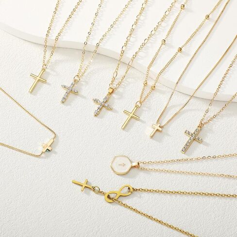 9 Pack Faith Cross Necklace Bulk Christian Gifts for Women Gold Plated Adjustable Chain with Bible Verse Cards Church Jewelry Set for Baptism Confirmation in Saudi Arabia
