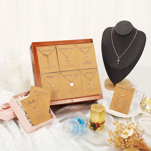 9 Pack Faith Cross Necklace Bulk Christian Gifts for Women Gold Plated Adjustable Chain with Bible Verse Cards Church Jewelry Set for Baptism Confirmation in Saudi Arabia