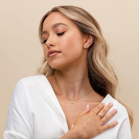 Cross Necklace for Women, 925 Sterling Silver Hypoallergenic Dangle Cross Earrings Jewelry Set for Women Faith Crucifix Pendant Necklaces 14K Gold Plated Cubic Zirconia CZ Dangling Religion Jewelry in Saudi Arabia