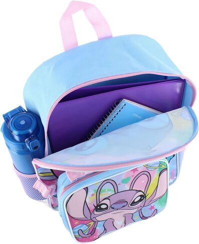 Fast Forward Kids Backpack & Lunch Bag Set –Stitch & Angel 16" Lightweight School Bookbag with Insulated Lunch Bag – Perfect for Preschool & Elementary Girls in Kuwait