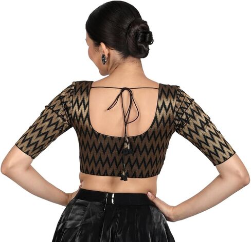 Women’s Indian Brocade Saree Blouse - Zigzag Banaras Brocade Blouse for Saree Readymade in Saudi Arabia