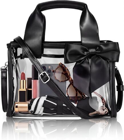 Aliceset Clear Bow Tote Bag for Stadium Events Women Clear Bag with Detachable Strap Stadium Approved PVC Small Bags Transparent Waterproof Crossbody Bags for Sports Concerts Concert in Kuwait