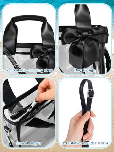 Aliceset Clear Bow Tote Bag for Stadium Events Women Clear Bag with Detachable Strap Stadium Approved PVC Small Bags Transparent Waterproof Crossbody Bags for Sports Concerts Concert in Kuwait