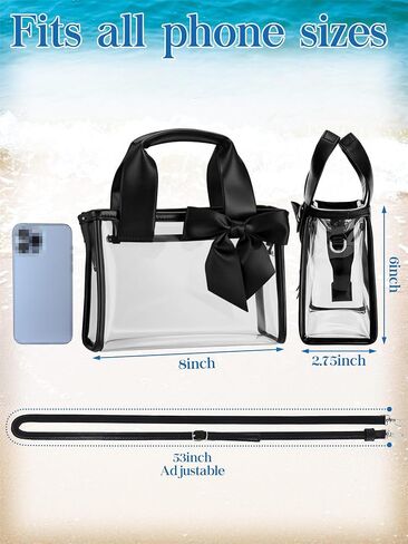 Aliceset Clear Bow Tote Bag for Stadium Events Women Clear Bag with Detachable Strap Stadium Approved PVC Small Bags Transparent Waterproof Crossbody Bags for Sports Concerts Concert in Kuwait