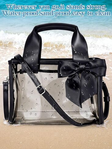 Aliceset Clear Bow Tote Bag for Stadium Events Women Clear Bag with Detachable Strap Stadium Approved PVC Small Bags Transparent Waterproof Crossbody Bags for Sports Concerts Concert in Kuwait