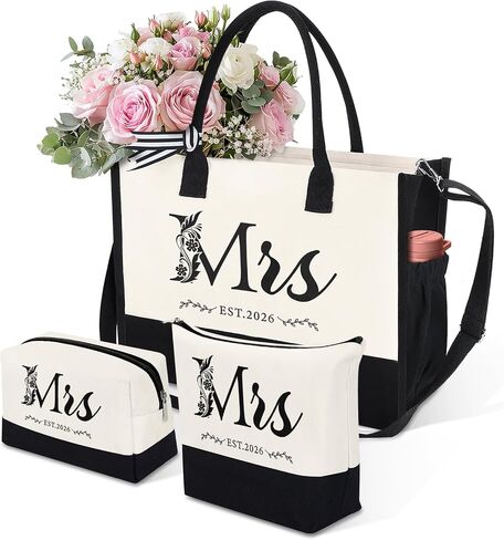 HOMIEE 3PCS Canvas Tote Bag, Bride Gifts for Bridal Shower Wedding Bachelorette Party Engagement Honeymoon in Saudi Arabia